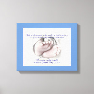 Bébé Pieds dessin artistique "Welcome Baby" toile