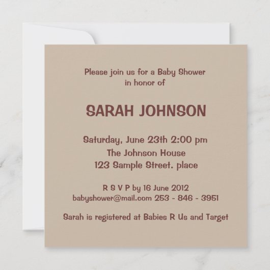 Bébé pieds Douche Invitation (Dos)