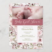 Bébé pieds fille douche Invitation (Devant / Derrière)