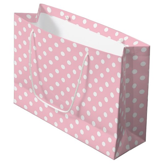 Bébé Polka rose et blanc Pot grand sac cadeau (Devant Angle)