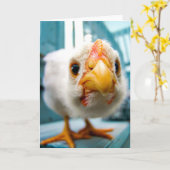 Bébé poulet, Coq, Animal de ferme, Carte de voeux (Fleur jaune)