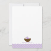 Bébé pourpre Nid d'oiseaux Bébé Invitations de dou (Dos)
