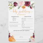 Bébé prédictions carte conseil baby shower d'autom (Devant)