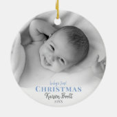 Bébé Premier Noël en céramique ornement photo (Dos)