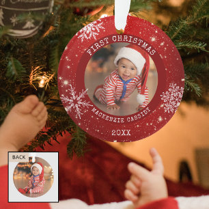 Bébé PREMIER NOËL Flocon de neige rouge Photo