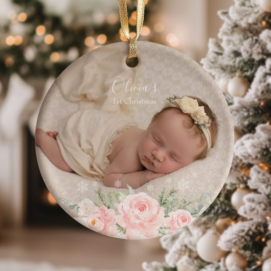 Bébé premier Noël floral