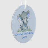 Bébé première aquarelle de Noël Elephant bleu (devant)