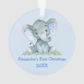 Bébé première aquarelle de Noël Elephant bleu (dos)