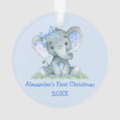 Bébé Première aquarelle de Noël Elephant Bleu Bow (dos)