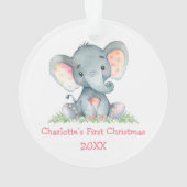 Bébé première aquarelle de Noël Eléphant rose (dos)