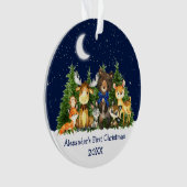 Bébé Première Forêt de Noël Animaux Bleu Bow (devant)
