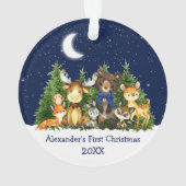 Bébé Première Forêt de Noël Animaux Bleu Bow (dos)