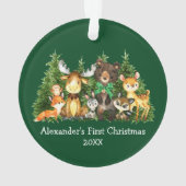 Bébé Première forêt de Noël Animaux Bow vert (dos)