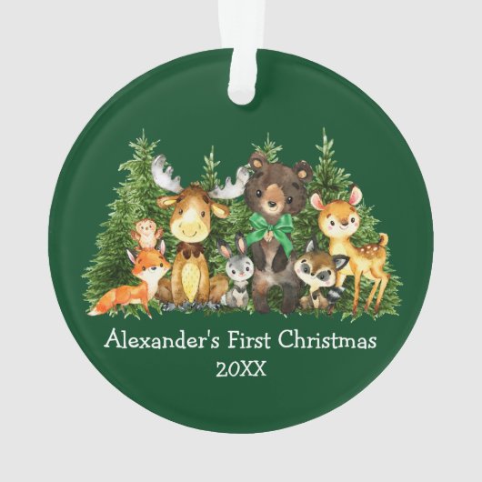 Bébé Première forêt de Noël Animaux Bow vert (dos)