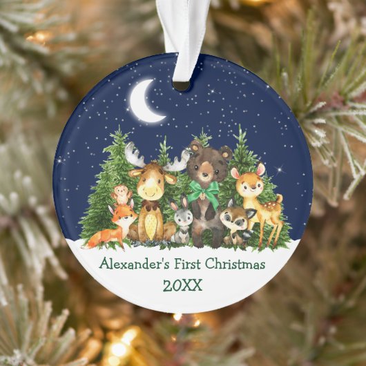 Bébé Première forêt de Noël Animaux Bow vert (Arbre)