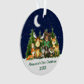 Bébé Première forêt de Noël Animaux Bow vert (devant)
