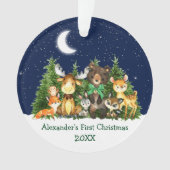 Bébé Première forêt de Noël Animaux Bow vert (devant)