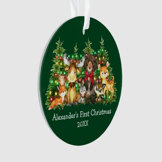 Bébé Première forêt de Noël Animaux Lumières Bow r (devant)