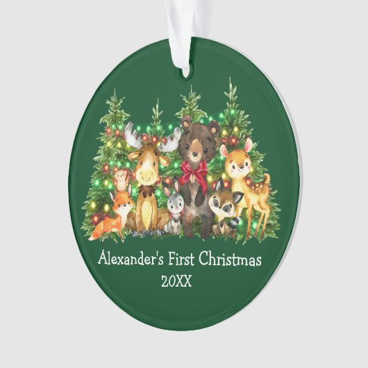 Bébé Première forêt de Noël Animaux Lumières Bow r (devant)