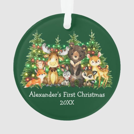 Bébé Première forêt de Noël Animaux Lumières Vert (dos)
