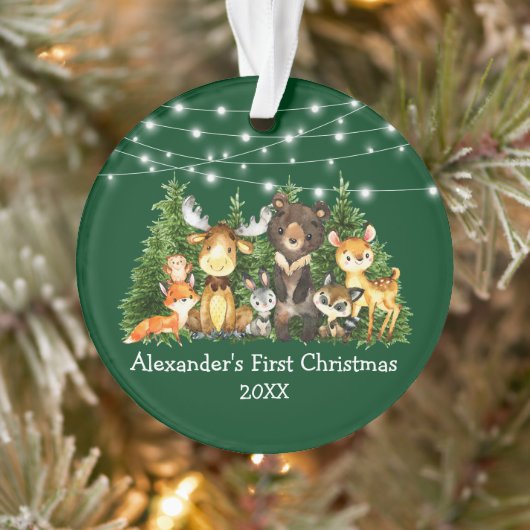 Bébé Première forêt de Noël Animaux Lumières Vert (Arbre)
