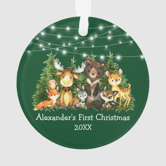 Bébé Première forêt de Noël Animaux Lumières Vert (dos)