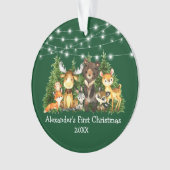 Bébé Première forêt de Noël Animaux Lumières Vert (devant)
