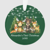 Bébé Première forêt de Noël Animaux Lumières Vert (devant)