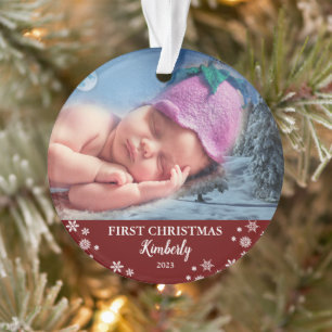 Bébé première photo de Noël flocons de neige
