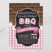 Bébé Q Baby shower Invitation pour fille - rose (Devant / Derrière)