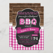 Bébé Q Baby shower Invitation pour fille - Rose fo (Devant / Derrière)