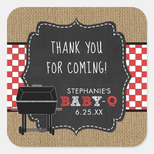 Bébé Q baby shower merci vous préférez sticker RED (Devant)