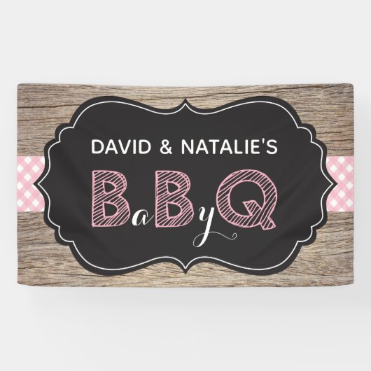 Bébé Q BBQ Baby shower Bannière rose (Horizontal)
