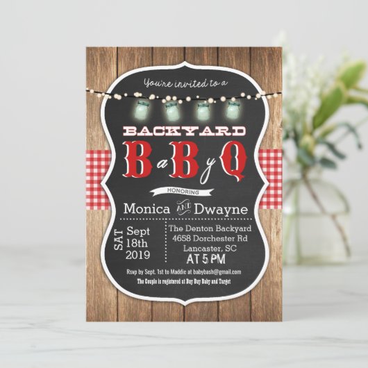 Bébé Q Bébé Couples Q Douche BBQ Invitation (Debout devant)