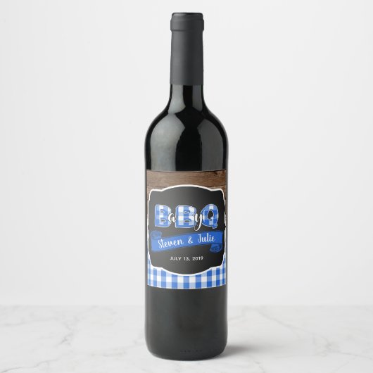 Bébé Q Bouteille de vin Étiquette - Bleu (Devant)