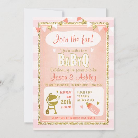 Bébé Q invitation Coed BBQ Baby shower Invitation  (Devant)