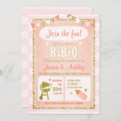 Bébé Q invitation Coed BBQ Baby shower Invitation  (Devant / Derrière)