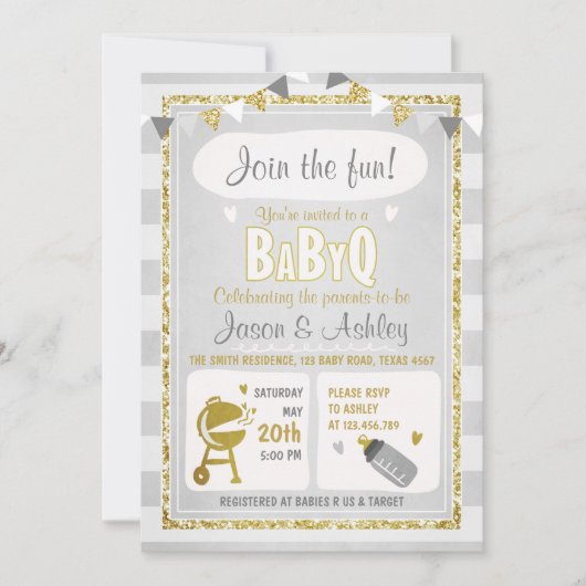 Bébé Q invitation Coed BBQ Baby shower Invitation  (Devant)