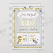 Bébé Q invitation Coed BBQ Baby shower Invitation  (Devant / Derrière)