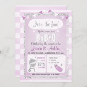 Bébé Q invitation Coed BBQ Baby shower Purple (Devant / Derrière)
