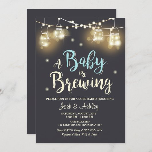 Bébé Q Invitation Coed BBQ Bébé Bébé Brassage Garç (Devant / Derrière)