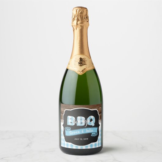 Bébé Q Sparkling Vin Étiquette - Bébé bleu (Devant)