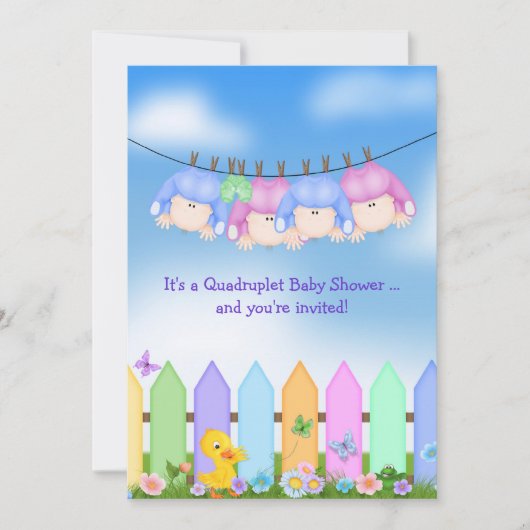 Bébé Quadruplet Douche Invitation (Devant)