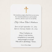 Bébé Religieux Catholique Funérailles Mémorial Sai (Dos)