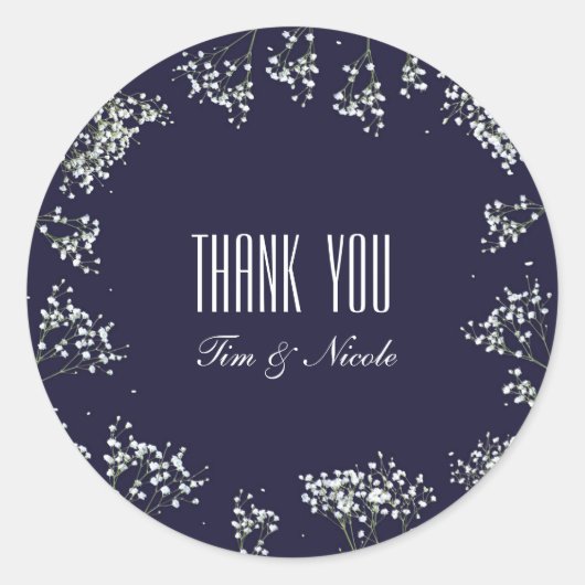 Bébé Respiration & Bleu Stickers Mariage floral (Devant)