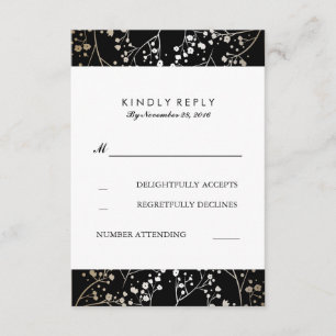 Bébé Respiration Noir et Or Mariage Cartes RSVP