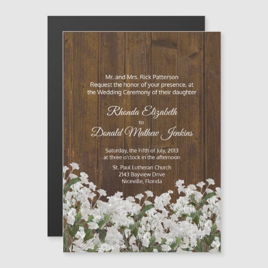 Bébé Respire Magnet Faire-part de mariage rustique (Devant / Derrière)