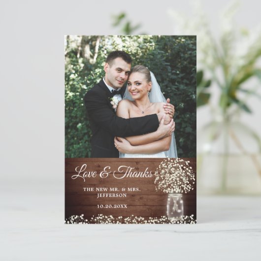 Bébé respirer Mason Jar Carte de remerciements pho (Debout devant)