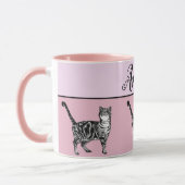 Bébé rose blanc Tabby chat Chats Whimsical Art Mug (Gauche)