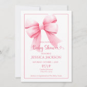 Bébé rose Bow fille douche Invitation (Devant)